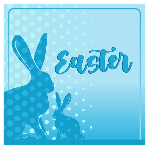 Celebración de Pascua con silueta de conejo Letras de Pascua en fondo azul Concepto de Pascua 2025 Ilustración vectorial plana