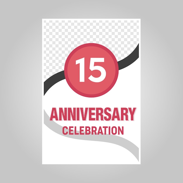 Celebración de la plantilla de tarjeta de invitación de vector de aniversario de 15 años.