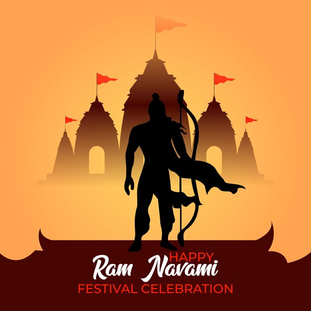 Celebración de Ram Navami señor Rama con arco y flecha