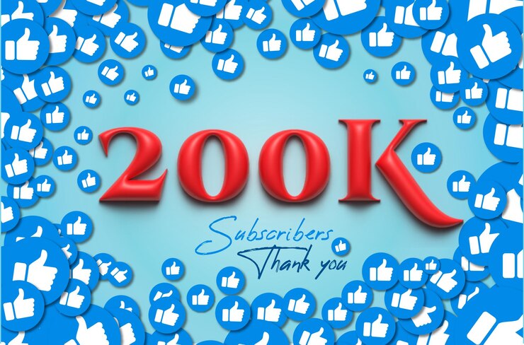 Vector celebración de suscriptores de redes sociales vector 200k