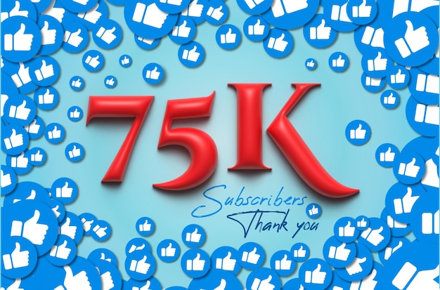 Celebración de suscriptores de redes sociales vector 75k