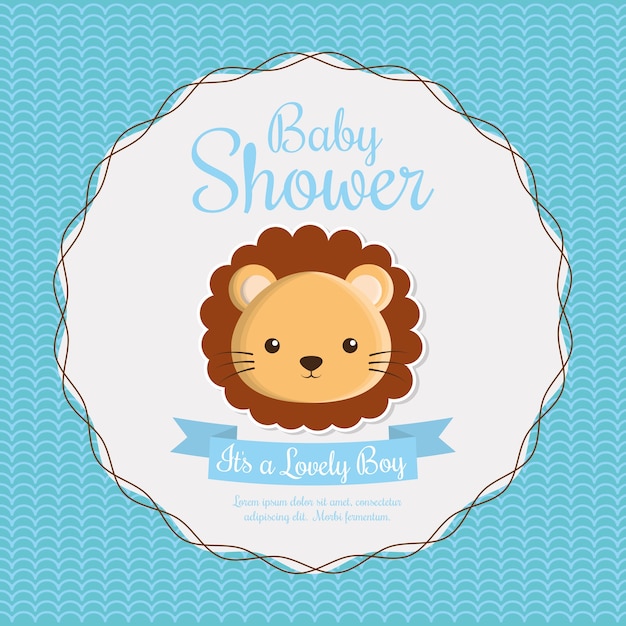 celebración de la tarjeta de Baby Shower de dibujos animados de animales de León
