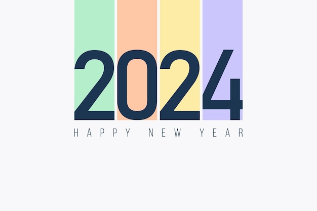Celebración vectorial del feliz año nuevo 2024 diseño de texto del logotipo