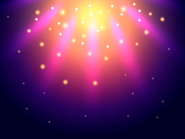 Celebración vectorial Fondo con rayos de luz amarillos y estrellas