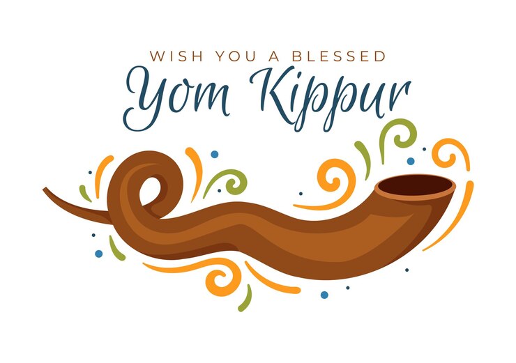 Vector celebración de yom kippur ilustración plana de dibujos animados dibujados a mano para el día de la expiación en el judaísmo