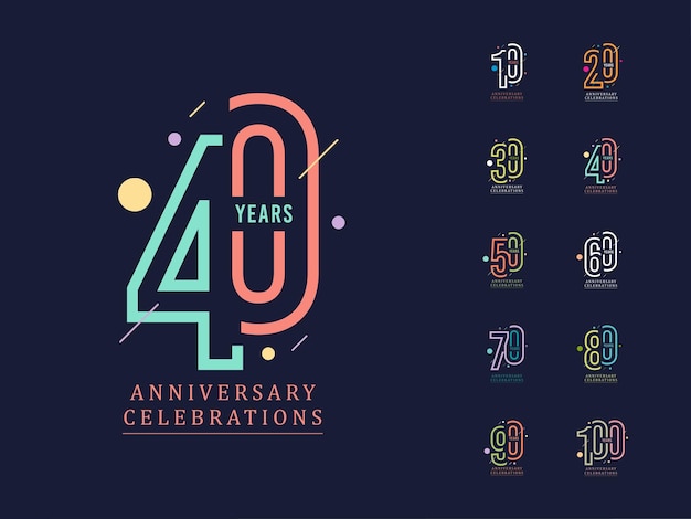 Celebraciones aniversario logotipos colecciones plantilla