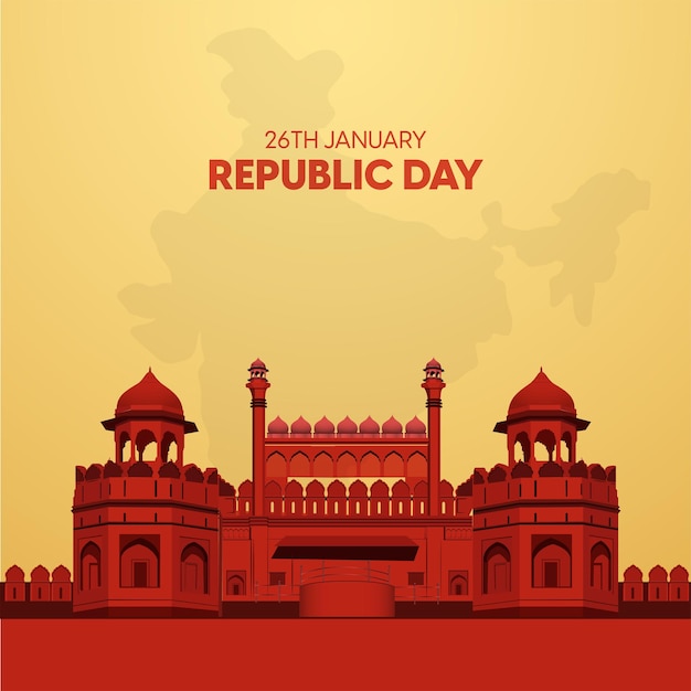 Vector las celebraciones del día de la república de la india con el 26 de enero de india, texto en 3d y rueda de ashoka, pruebe la mano de color m