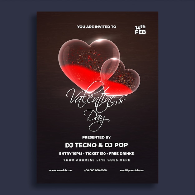 Celebraciones del día de san valentín diseño de flyer.