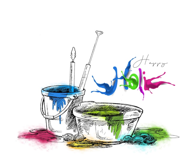 Vector celebraciones del festival holi mujer jugando en un dhol con un toque de fondo vectorial de color