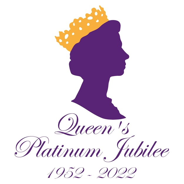 Vector celebraciones del jubileo de platino de la reina con la bandera jack junior de perfil lateral de la reina isabel