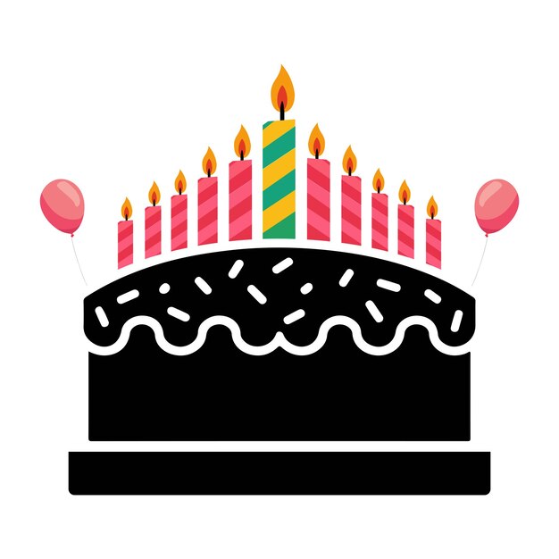 Para las celebraciones use este icono de pastel de cumpleaños festivo
