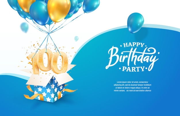 Celebrando el cumpleaños de th años ilustración vectorial celebración de cien aniversario nacimiento adulto