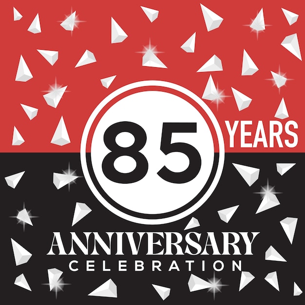 Celebrando el diseño del logo del 85 aniversario con fondo rojo y negro.