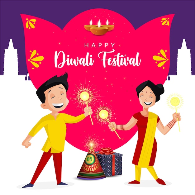 Celebrando la feliz plantilla de diseño de banner del festival indio diwali