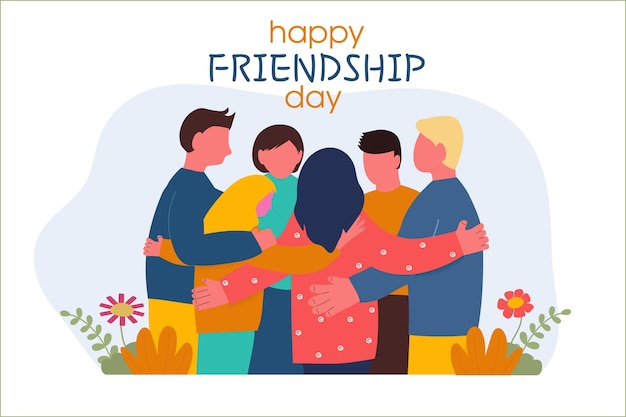 Celebrar el concepto del Día Internacional de la Amistad Grupo de jóvenes positivos que dan cinco juntos Generación joven celebrando un evento social Ilustración vectorial de vacaciones