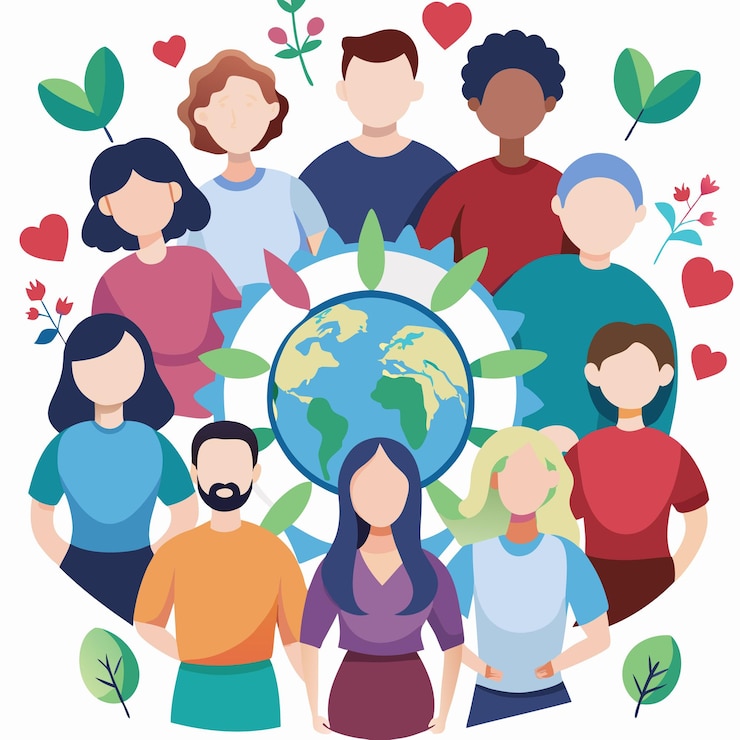 Vector celebrar la diversidad y el amor un grupo multigeneracional y multicultural
