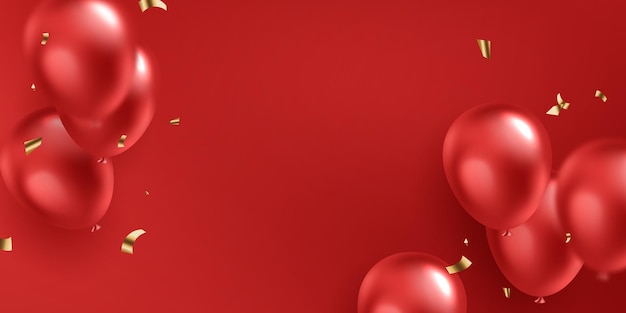 Vector celebrar el fondo con hermosos globos rojos ilustración vectorial