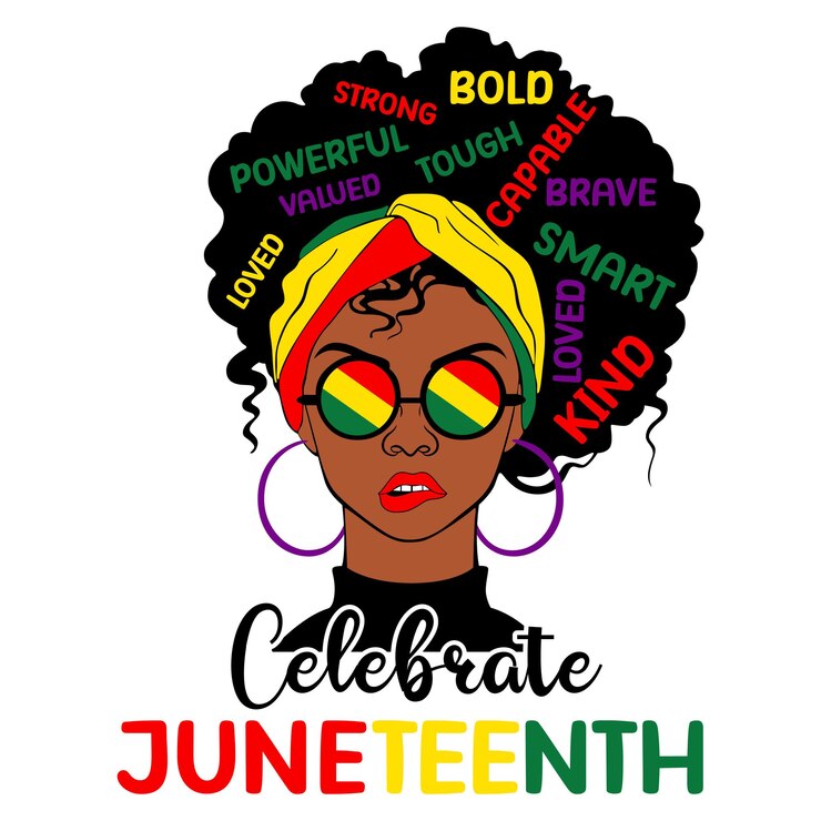 Celebrar Juneteenth Mes de la historia negra Mujeres africanas Día de la libertad estadounidense Motivación del poder de las mujeres