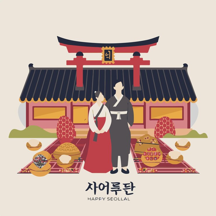 Vector celebrar el seollal con elegancia moderna