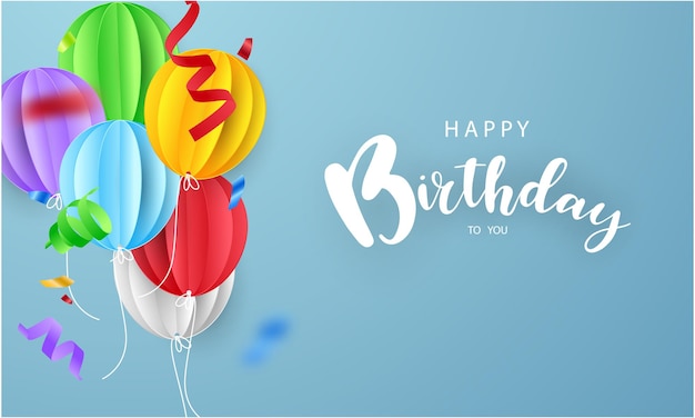 Celebrar su cumpleaños de fondo con hermosos globos ilustración vectorial
