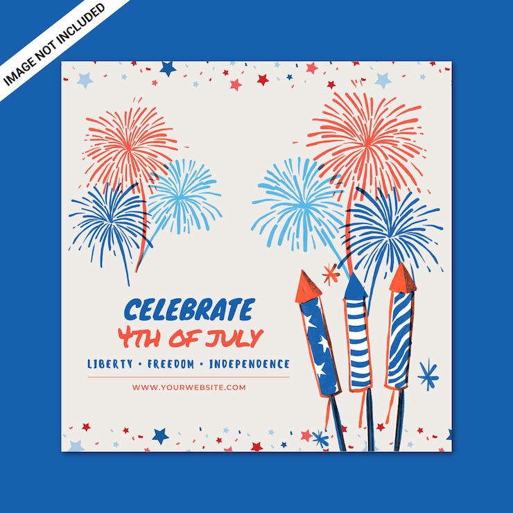 Vector celebrate 4th of july with fireworks and patriotic colors