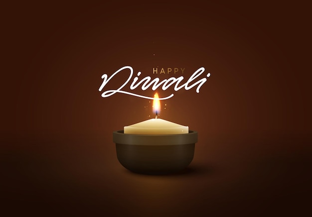 Celebre el festival de luces de Diwali. Fondo de vacaciones Diwali hindú o Deepavali. diseño 3d realista. ilustración vectorial