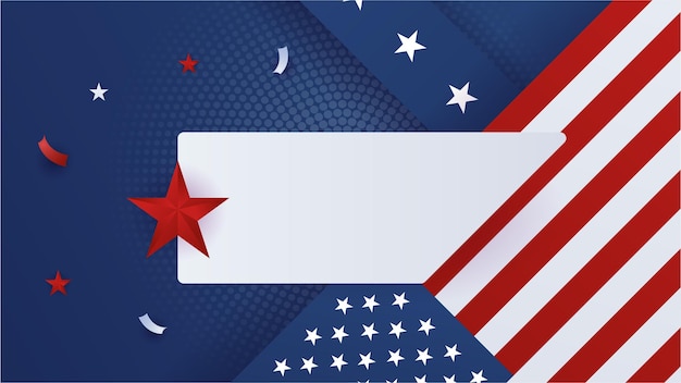 Celebre el fondo de diseño rojo y azul americano del día de la independencia