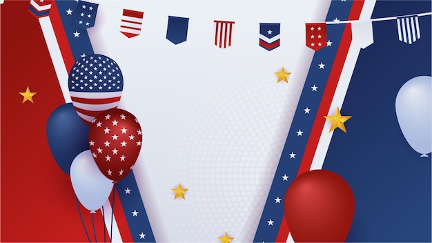 Celebre el fondo de diseño rojo y azul americano del día de la independencia