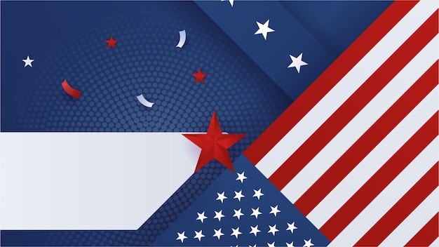 Celebre el fondo de diseño rojo y azul americano del día de la independencia