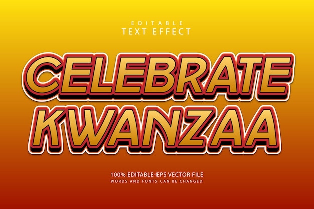 Celebre kwanzaa efecto de texto editable estilo de dibujos animados en 3 dimensiones