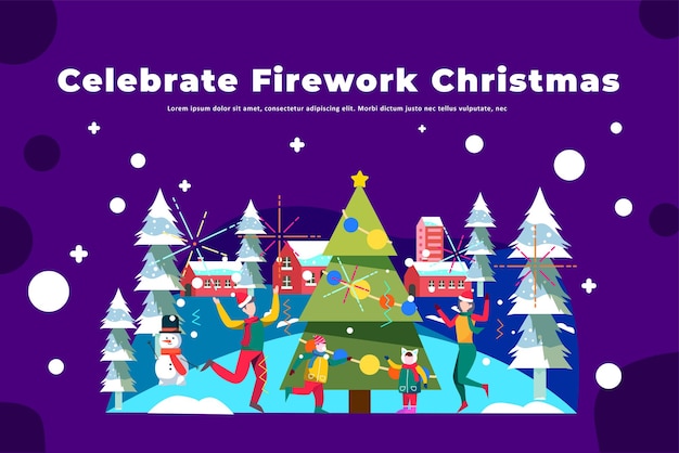 Celebre la Navidad de fuegos artificiales - Navidad de ilustración