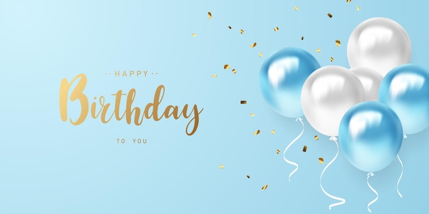 Celebre su fondo de cumpleaños con hermosos globos ilustración vectorial