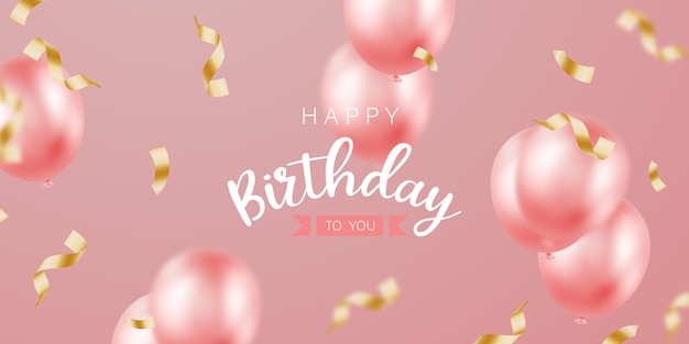 Celebre su fondo de cumpleaños con hermosos globos ilustración vectorial