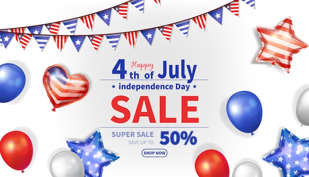 Celebre el texto de venta del Día de la Independencia del 4 de julio con globos