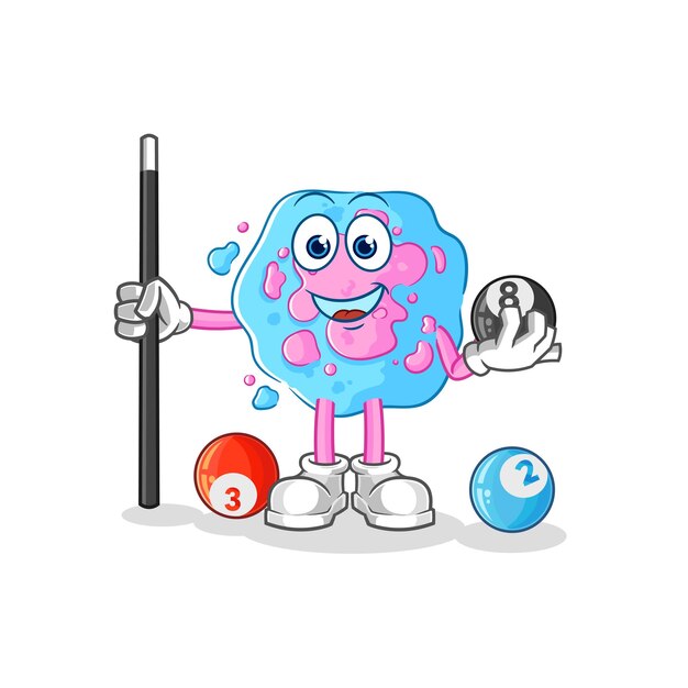 Cell juega vector de mascota de dibujos animados de personaje de billar