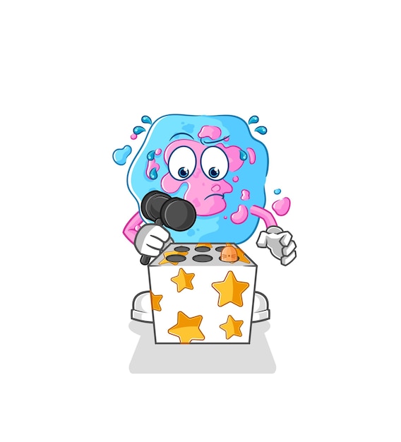 Cell play whack a mole mascota vector de dibujos animados