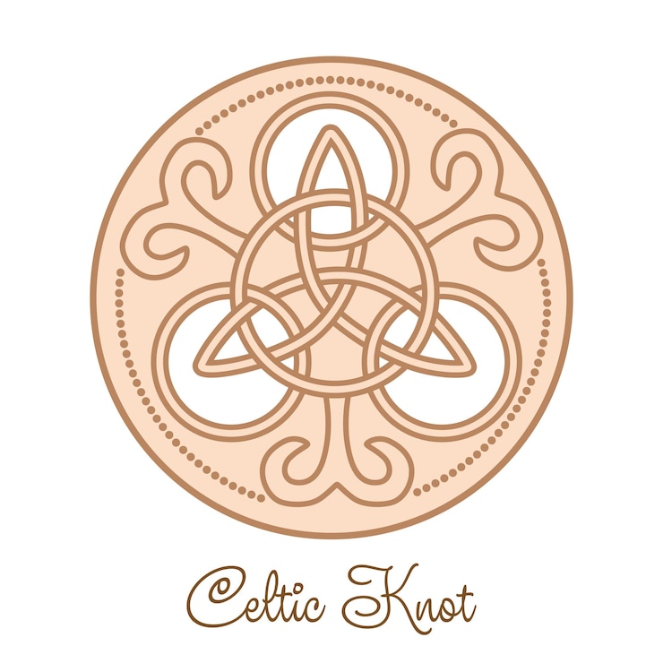 Vector celtic trinity knot pendant beige diseño de moda con runas