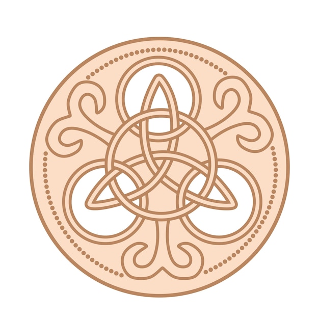 Vector celtic trinity knot pendant beige diseño de moda con runas