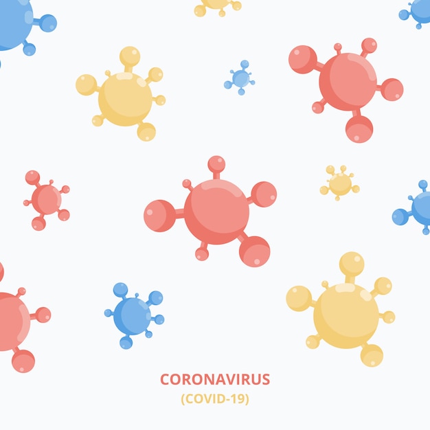 Célula de coronavirus. 2019-nCoV. Ilustración de diseño plano