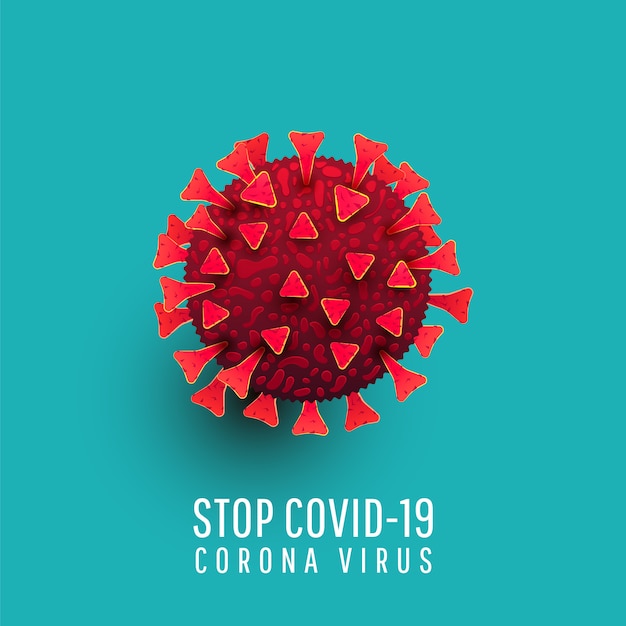 Vector célula de coronavirus realista sobre un fondo verde. coronavirus