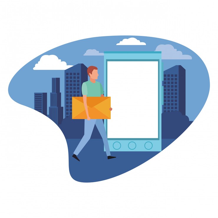 Vector celular con hombre