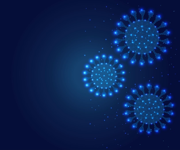 Células de virus polígono covid borde azul 2