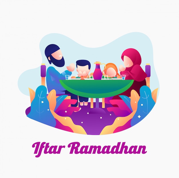 Vector cena familiar ilustración ramadhan
