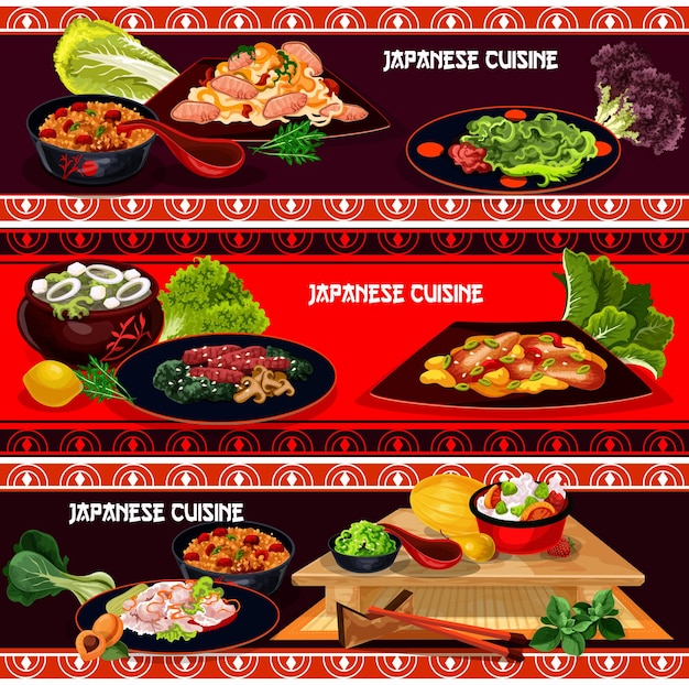 Cena de restaurante japonés para diseño de banner de menú.