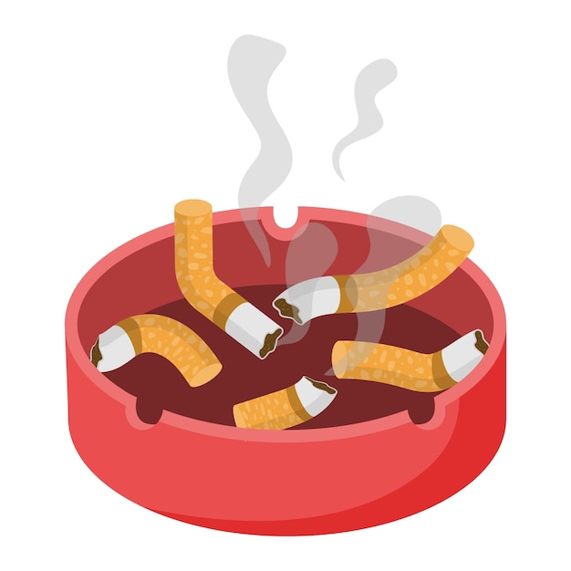 Cenicero con fumar cigarrillos ilustración vectorial