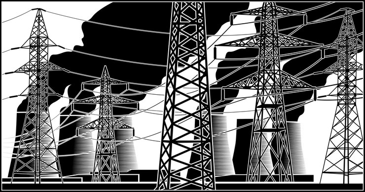 Vector centrales eléctricas y líneas de alta tensión