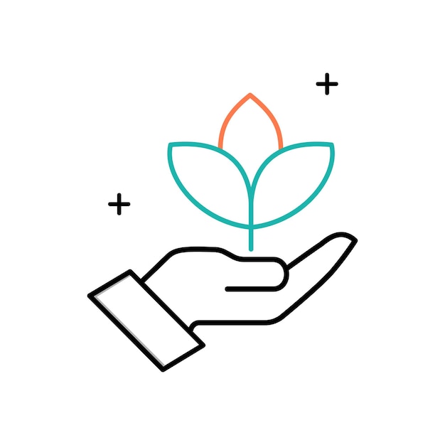 Centrándose en el diseño de iconos vectoriales de sostenibilidad