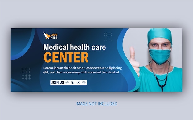Centro de atención médica plantilla de portada de redes sociales de diseño de portada de facebook