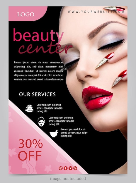 Vector centro de belleza cartel banner diseño plano