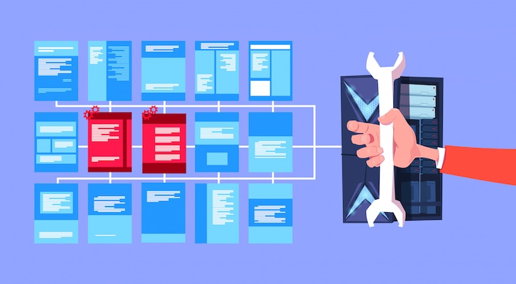 Vector centro de computación de privacidad de datos de llave de mano con servidores de alojamiento red de infografía y base de datos centro de internet comunicación soporte banner